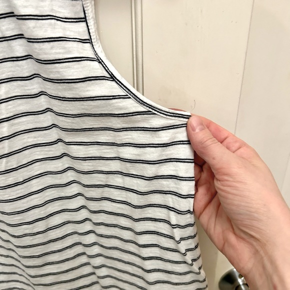 Anthro t.la Ruffled Mock Neck White & Black Striped Tank Top Size S - Picture 7 of 10